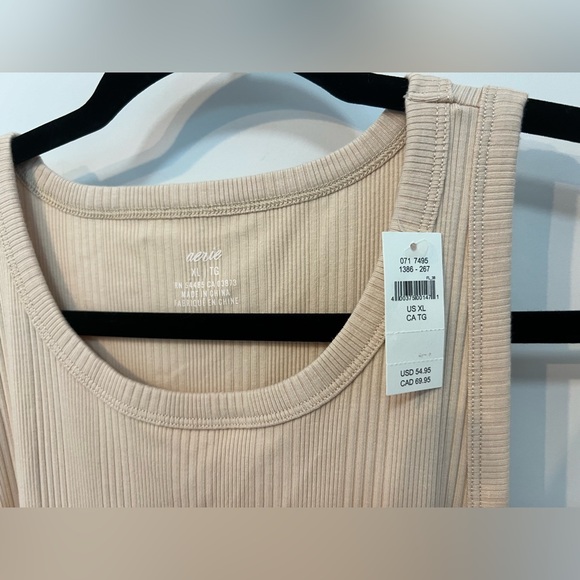 NWT Aerie Ruched Rib Midi Dress in Cream Tan Size XL - Picture 5 of 6